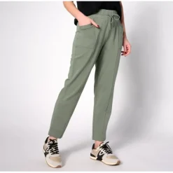 zuda Z-Knit Petite French Terry Tapered Pant - a world of fashionable women's clothing, including a wide selection of dresses and trendy accessories.< Shop All