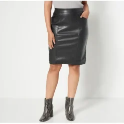 Dennis Basso Faux Leather Pencil Skirt - a world of fashionable women's clothing, including a wide selection of dresses and trendy accessories.< Shop All